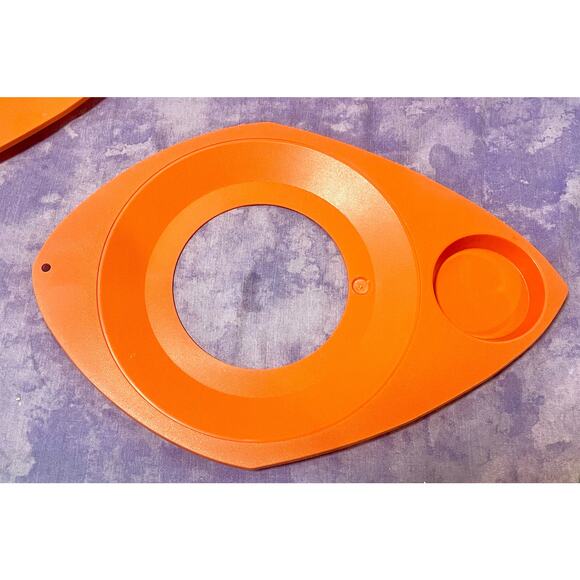 Set of 8 Vintage Retro WILPAK No. 1000 Orange Plastic Plate & Cup Holders - Picture 2 of 6